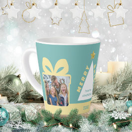 Caneca De Café Latte Turquesa 2 Foto Minimalista Lembrança