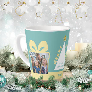 Caneca De Café Latte Turquesa 2 Foto Minimalista Lembrança