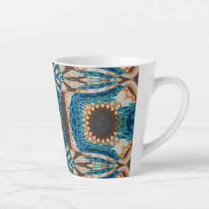 Caneca De Café Latte Turquesa Dourada Sun Sudoeste Arte