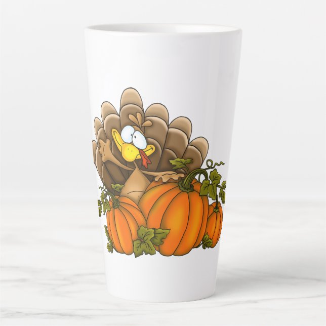 Caneca De Café Latte Turquia e Pumpkins (Frente)