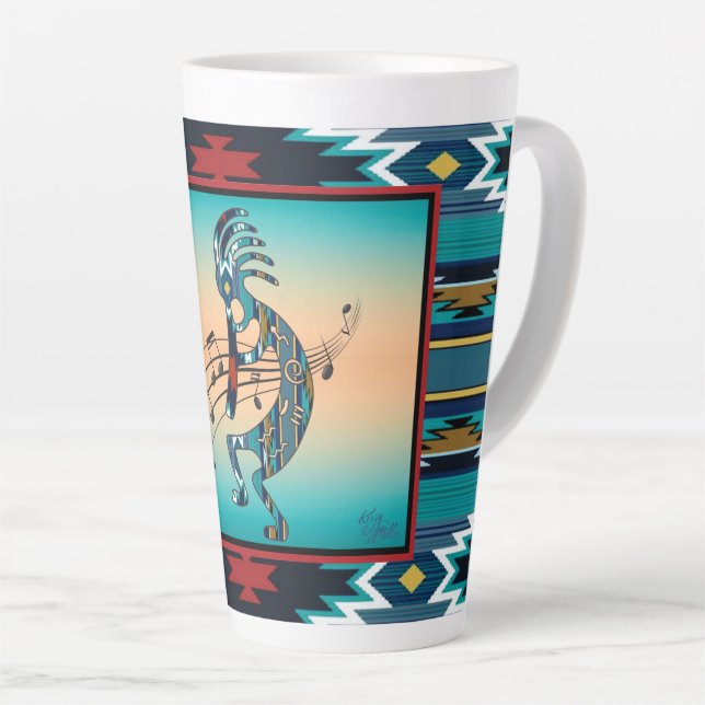 Caneca De Café Latte Turquoise Kokopelli Latte (Ângulo direito)