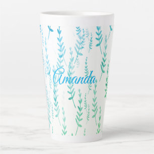 Caneca De Café Latte Twigs Pequenos com Folhas