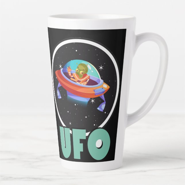 Caneca De Café Latte ufo no espaço (Direita)