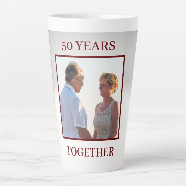 Caneca De Café Latte Último Aniversário de Foto Personalizado (Frente)
