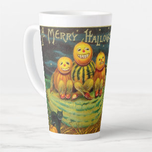 Caneca De Café Latte Um Alegre Halloween-Carta Vintage Quirky Kitshcy