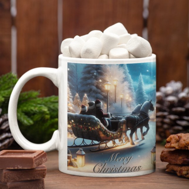 Caneca De Café Latte Um belo passeio com Papais noeis (You can get this Christmas design in the 11 inch mug or the latte mug.)