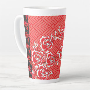 Caneca De Café Latte Um cachecol em moda exibindo um des vermelho e pre