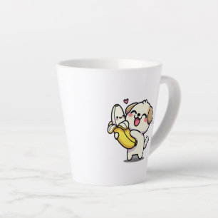 Caneca De Café Latte Um cachorro caindo numa banana
