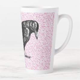Caneca De Café Latte Um Corvo ou Raven Halloween Rosa e Preto