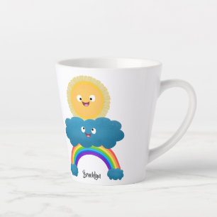 Caneca De Café Latte Um desenho animado da nuvem-arco-íris, uma nuvem