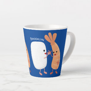Caneca De Café Latte Um desenho animado de amigos de camarão de arroz d