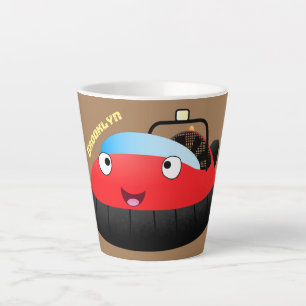 Caneca De Café Latte Um desenho animado de hovercraft, vermelho e bonit