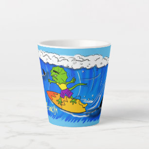 Caneca De Café Latte Um desenho animado de lagarto-do-pescoço