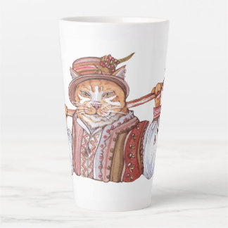 Caneca De Café Latte Um gato cossaco em fantasia tradicional