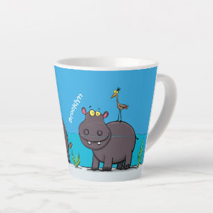 Caneca De Café Latte Um hipopótamo engraçado bonito com desenhos anim
