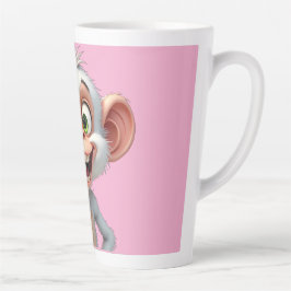 Caneca De Café Latte Um macaco branco sorridente