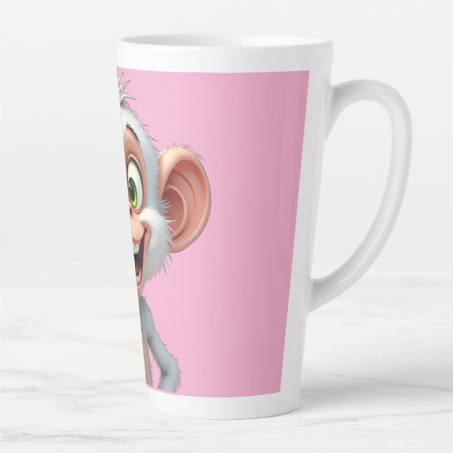 Caneca De Café Latte Um macaco branco sorridente (Direita)