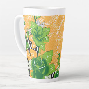 Caneca De Café Latte Um motivo decorativo que mostra ornamentado verde 