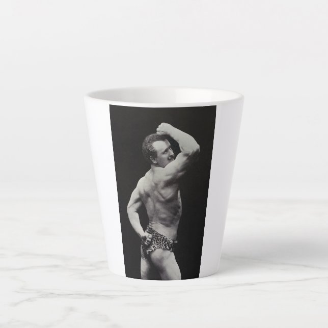 Caneca De Café Latte Um novo impulso de StrongMen Eugen Sandow Bodybuil (Frente)