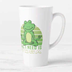 Caneca De Café Latte Um sapo engraçado e engraçado fazendo yoga.