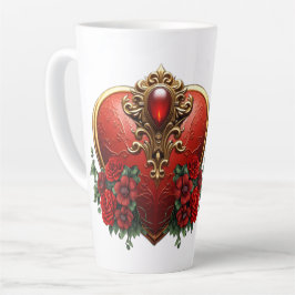 Caneca De Café Latte Um toque de gótica, corações e conexão eterna.