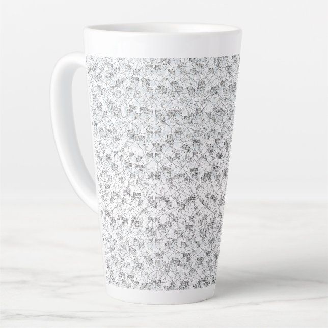 Caneca De Café Latte Uma base branca elegante com um padrão manchado pa (Ângulo esquerdo)