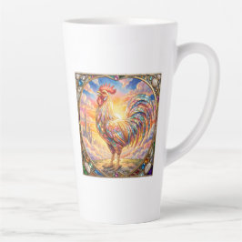 Caneca De Café Latte Uma Caneca de Latte com Galo