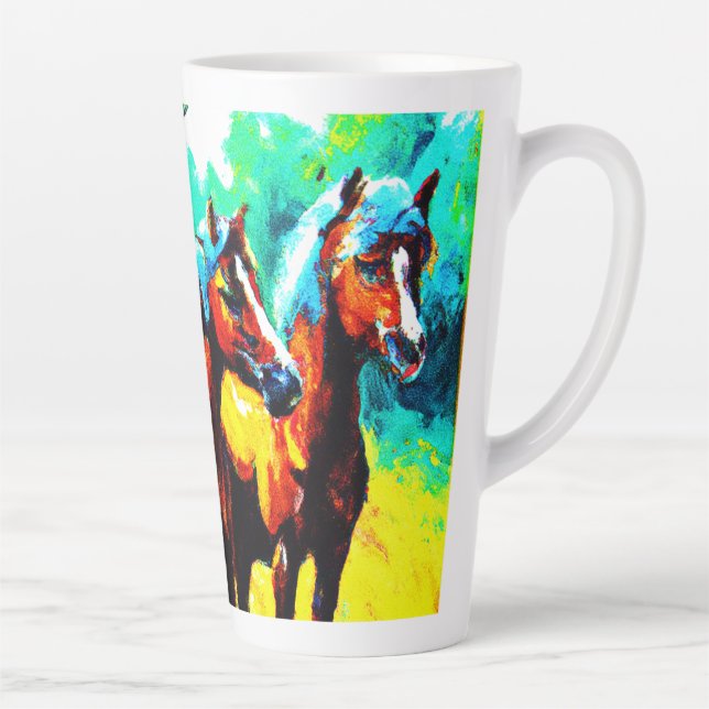 Caneca De Café Latte Uma Peça De Arte De Cavalo Brilhante E Alegre. Com (Direita)