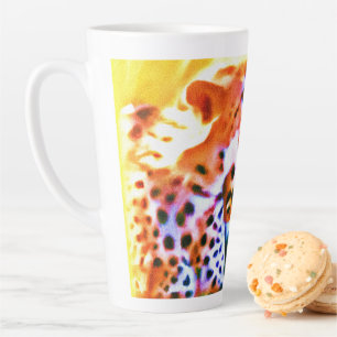 Caneca De Café Latte Uma poderosa Pintura De Animais Cheetah. Compre ag