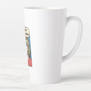 Caneca De Café Latte uma senhora precisa do café, envie ajuda para fora