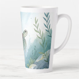Caneca De Café Latte Underwater world with turtle