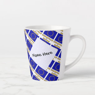 Caneca De Café Latte União Europeia e Bandeira da UE Personalizada em M