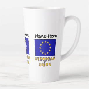 Caneca De Café Latte União Europeia e Bandeira da UE Personalizadas