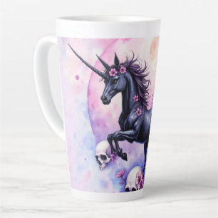 Caneca De Café Latte Unicórnio ao Luar Entre Rosas Esquecidas,