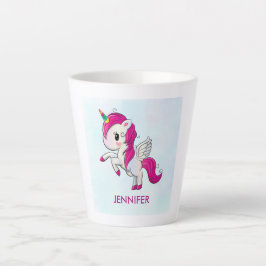 Caneca De Café Latte Unicórnio Cor-de-Rosa Bonito com Asas