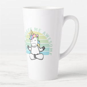 Caneca De Café Latte Unicórnio engraçado e fofo fazendo ioga. poses eng