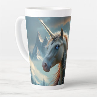Caneca De Café Latte Unicórnio Místico em Montanhas Encantadas