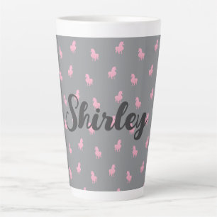 Caneca De Café Latte Unicórnio Rosa Invisível sobre Cinzas