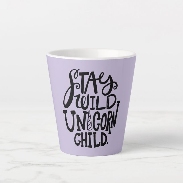 Caneca De Café Latte Unicórnio Selvagem Roxo Lavanda (Frente)