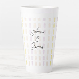 Caneca De Café Latte Urbanização Geométrica de Cores Aquáticas Monogram