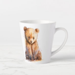 Caneca De Café Latte Urso-Bebê Castanho-De-Cana-De-Cama, Sentado