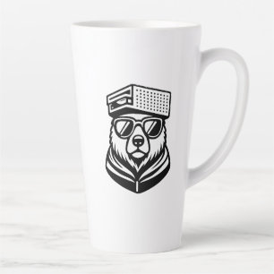 Caneca De Café Latte Urso Bonito e Divertido Com um Chapéu de Ralador d