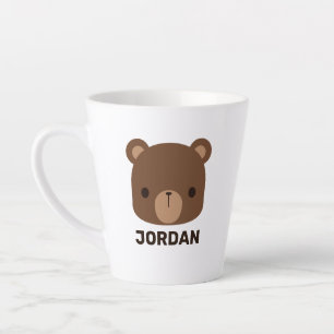 Caneca De Café Latte Urso Castanho Bonito com Nome Personalizado