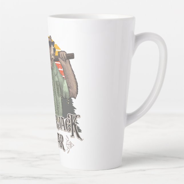 Caneca De Café Latte Urso engraçado vestido de lenhador (Direita)