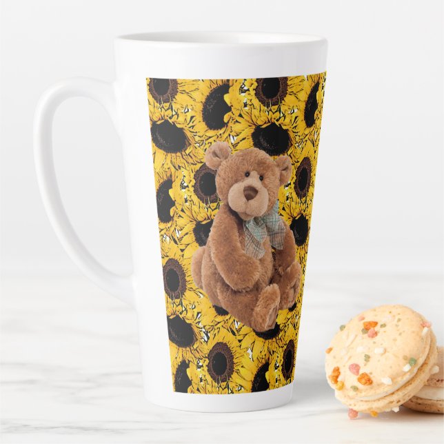 Caneca De Café Latte Urso Latino de Girassol (In Situ)