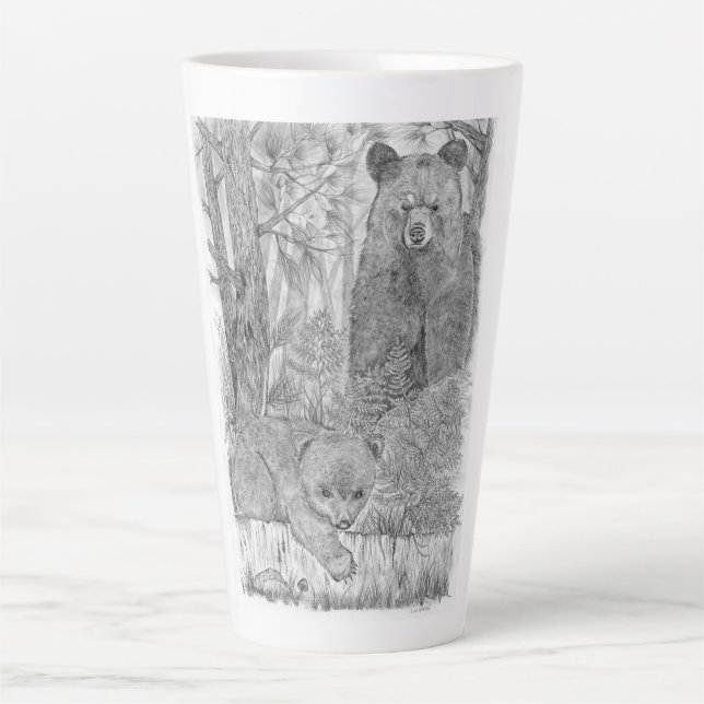 Caneca De Café Latte Urso-Mãe e Lata-Lata (Frente)