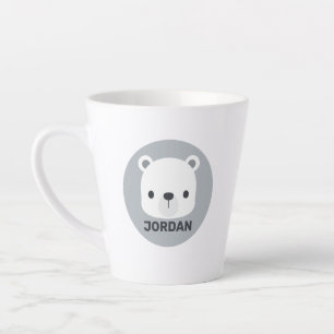 Caneca De Café Latte Urso Polar Bonito com Nome Personalizado