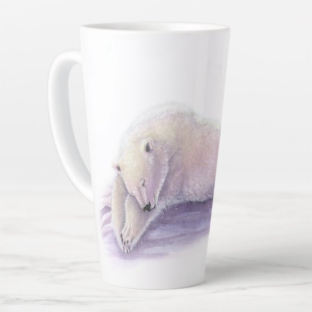 Caneca De Café Latte Urso Polar Dormindo por Molly Harrison (Ângulo esquerdo)