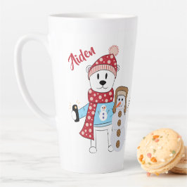 Caneca De Café Latte Urso Polar e Snowman Latte Mug