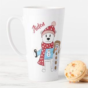 Caneca De Café Latte Urso Polar e Snowman Latte Mug